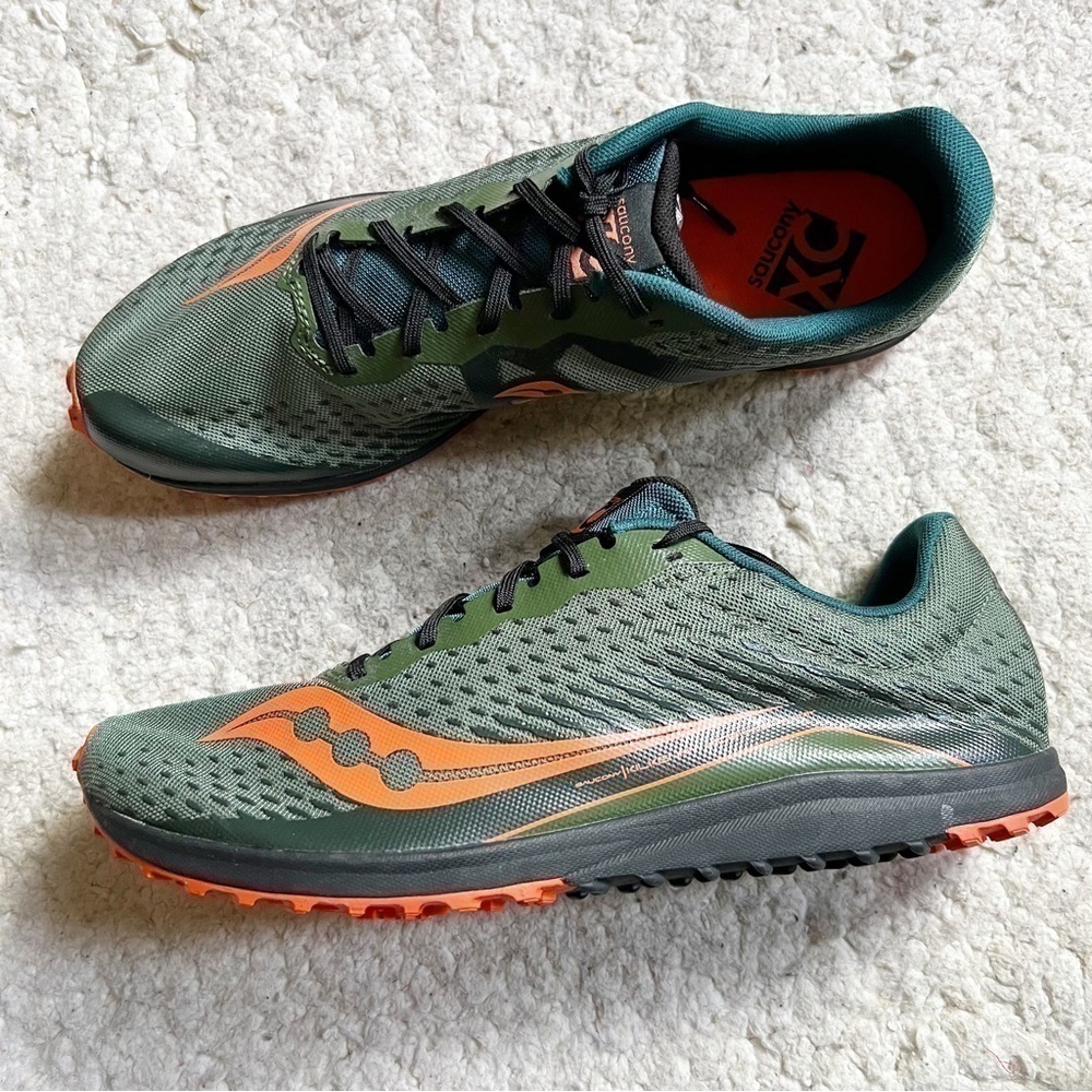 Saucony Kilkenny XC8 Men's Size 10.5 Green Orange Racing Spikes Cross Country